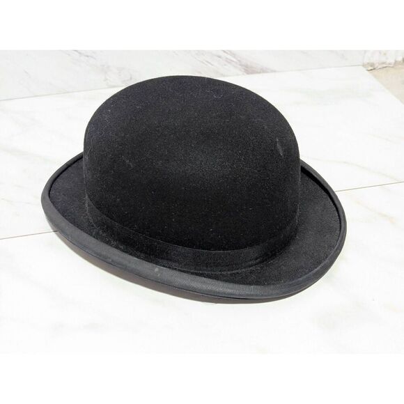 Christy's Of London Unisex Black Fur Wool Felt Feather Adorned Bowler Hat Size 7 - Picture 4 of 10